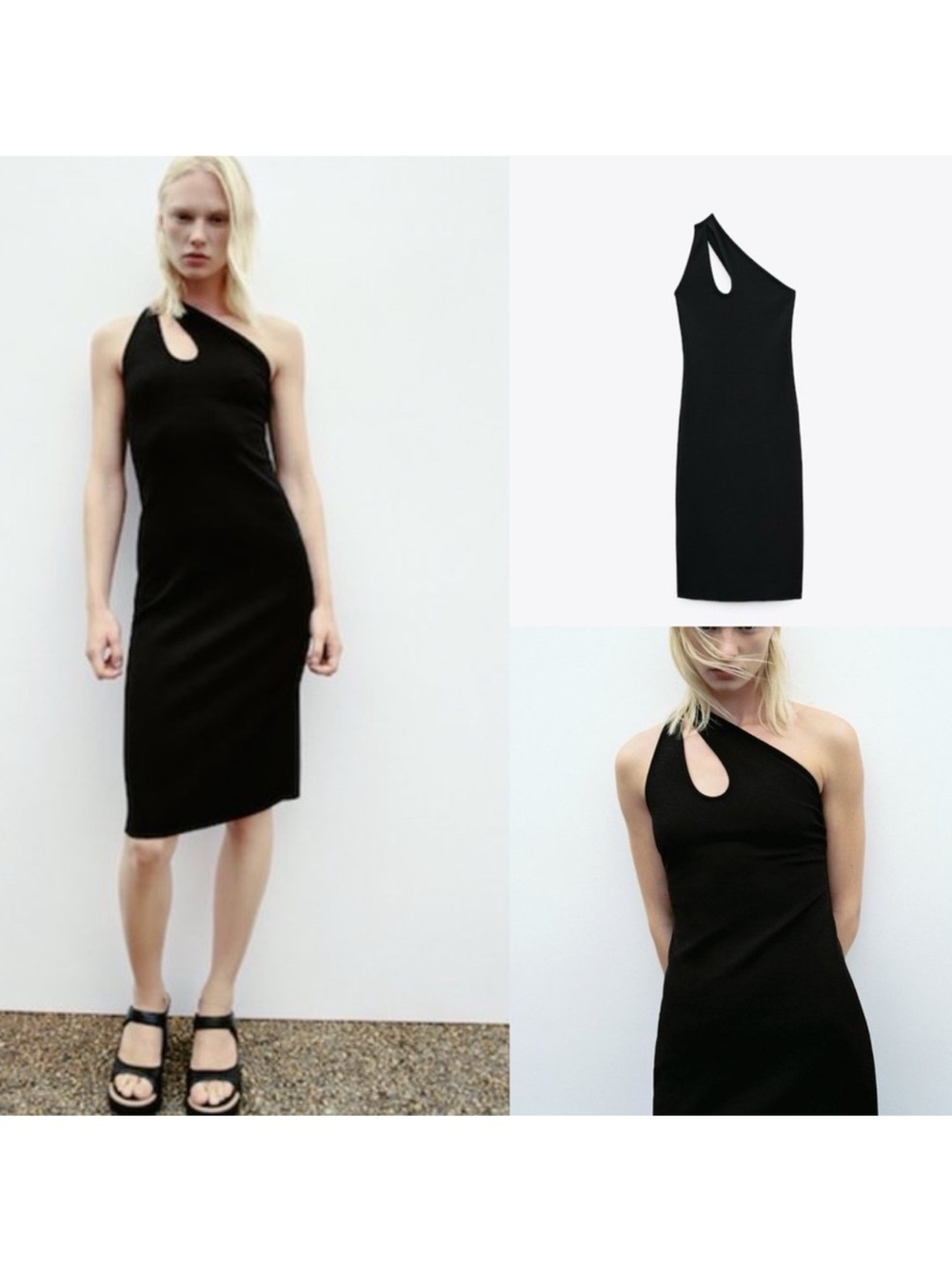 *NWT* Zara Black Midi Sheath Dress with Keyhole
